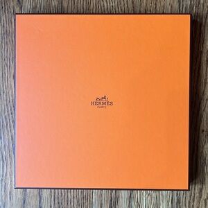 Hermes scarf box with original tissue paper and ribbon, scarf booklet